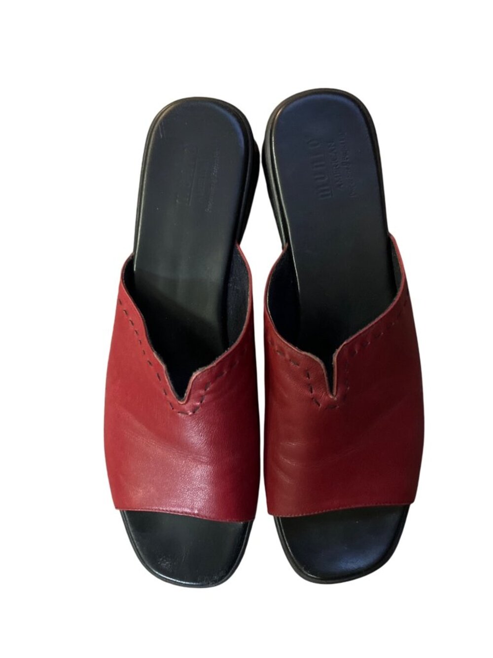 Munro Aruba Sandals Womens 12 SS Narrow Red Leather Slide Comfort Shoes USA - Picture 10 of 12
